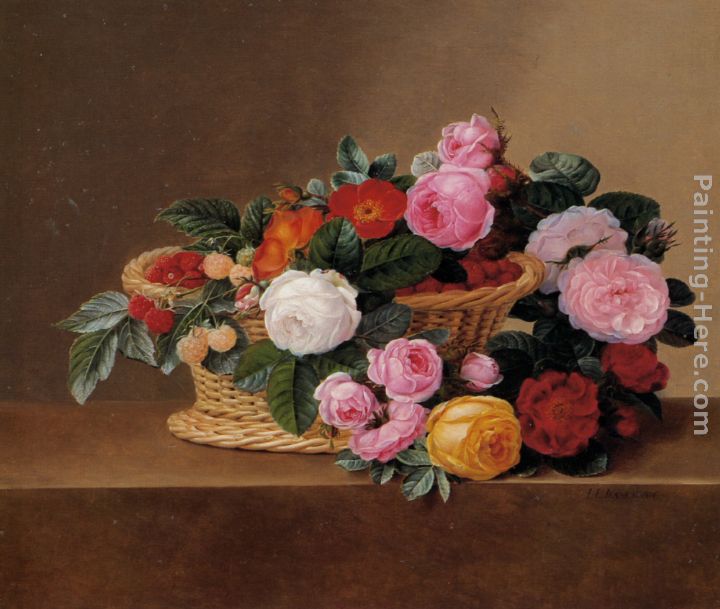 Basket of Roses painting - Johan Laurentz Jensen Basket of Roses art painting